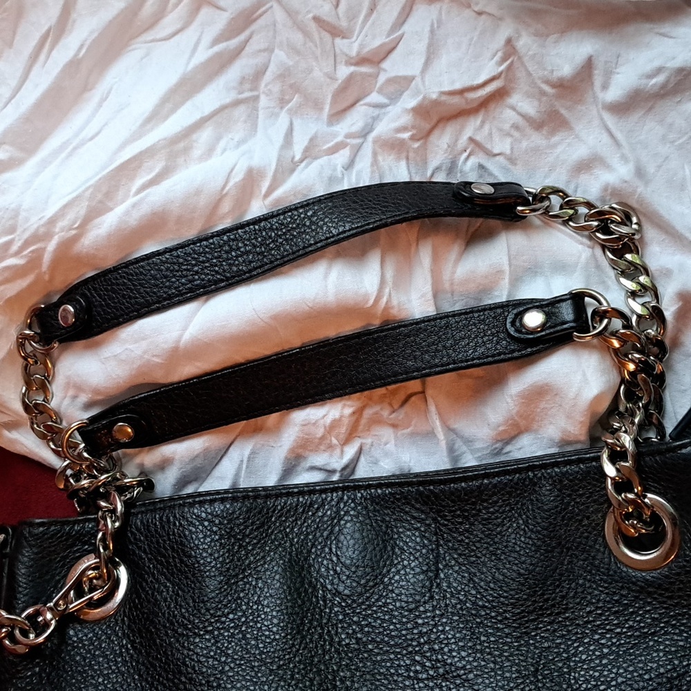 Michael Kors Black Pebble Leather SILVER Hardware Shoulder bag - Picture 14 of 16